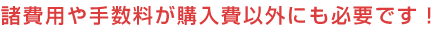 諸費用や手数料が購入費以外にも必要です！
